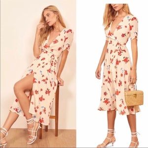 NEW • Reformation • Napa Floral Wrap Midi Dress Lg